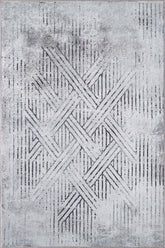 Gray Geometric Washable Rug - EA1867